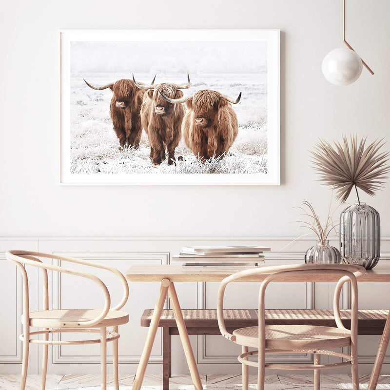 Highland Cows-The Paper Tree-Artwork,bohemian,boho,CATTLE,framed,framed print,herd,highland bull,highland cattle,highland cow,landscape,nature,premium art print,TAN,wall art,Wall_Art,Wall_Art_Prints