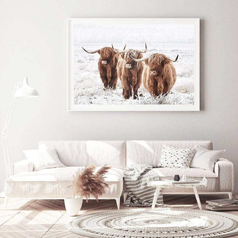 Highland Cows-The Paper Tree-Artwork,bohemian,boho,CATTLE,framed,framed print,herd,highland bull,highland cattle,highland cow,landscape,nature,premium art print,TAN,wall art,Wall_Art,Wall_Art_Prints