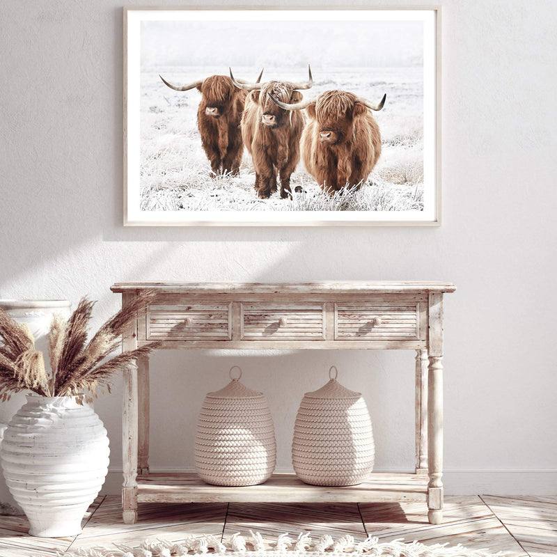 Highland Cows-The Paper Tree-Artwork,bohemian,boho,CATTLE,framed,framed print,herd,highland bull,highland cattle,highland cow,landscape,nature,premium art print,TAN,wall art,Wall_Art,Wall_Art_Prints