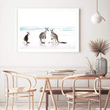 Kangaroos On The Beach-The Paper Tree-animals,Art_Prints,Artwork,australian,Australian animals,australian art,australian landscape,BEACH,boho,coastal,COASTAL ART,Designer,hamptons,kangaroo,kangaroo's,landscape,nature,neutral,premium art print,travel,wall art,Wall_Art,Wall_Art_Prints,white