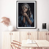 Moroccan Gypsy-The Paper Tree-Artwork,blue,boho,feature female,female,GYPSY,GYPSY WOMAN,moroccan,morocco,portrait,premium art print,TRIBAL,TRIBAL WOMAN,wall art,Wall_Art,Wall_Art_Prints,woman