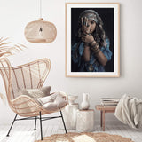 Moroccan Gypsy-The Paper Tree-Artwork,blue,boho,feature female,female,GYPSY,GYPSY WOMAN,moroccan,morocco,portrait,premium art print,TRIBAL,TRIBAL WOMAN,wall art,Wall_Art,Wall_Art_Prints,woman