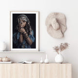 Moroccan Gypsy-The Paper Tree-Artwork,blue,boho,feature female,female,GYPSY,GYPSY WOMAN,moroccan,morocco,portrait,premium art print,TRIBAL,TRIBAL WOMAN,wall art,Wall_Art,Wall_Art_Prints,woman