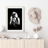 Boho Gypsy Silhouette-The Paper Tree-Abstract,Artwork,black,black & white,BLACK AND WHITE,bohemian,boho,gypsy,gypsy woman,monochrome,portrait,premium art print,tribal,wall art,Wall_Art,Wall_Art_Prints