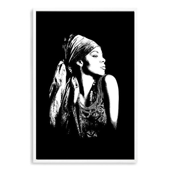 Boho Gypsy Silhouette-The Paper Tree-Abstract,Artwork,black,black & white,BLACK AND WHITE,bohemian,boho,gypsy,gypsy woman,monochrome,portrait,premium art print,tribal,wall art,Wall_Art,Wall_Art_Prints