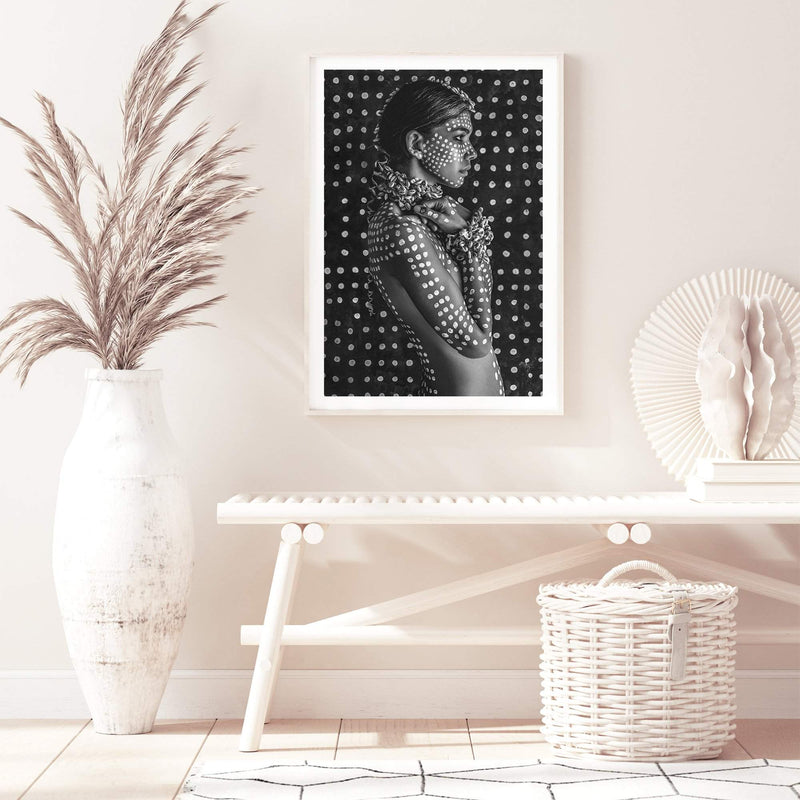 Boho Tribal Woman II-The Paper Tree-Artwork,black,black & White,black and white,bohemian,boho,gypsy,gypsy woman,monochrome,portrait,premium art print,tribal,wall art,Wall_Art,Wall_Art_Prints