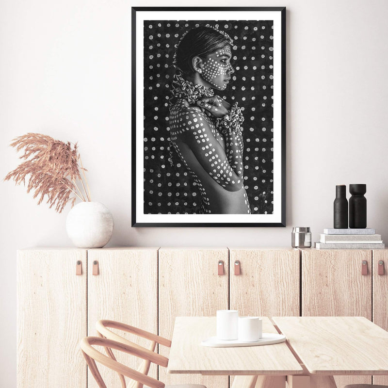 Boho Tribal Woman II-The Paper Tree-Artwork,black,black & White,black and white,bohemian,boho,gypsy,gypsy woman,monochrome,portrait,premium art print,tribal,wall art,Wall_Art,Wall_Art_Prints