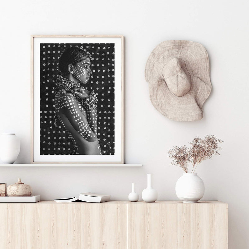 Boho Tribal Woman II-The Paper Tree-Artwork,black,black & White,black and white,bohemian,boho,gypsy,gypsy woman,monochrome,portrait,premium art print,tribal,wall art,Wall_Art,Wall_Art_Prints