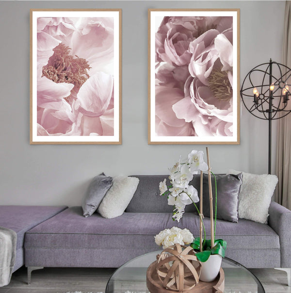 Set of 2 - Dusty Pink Peonies  & No.2-The Paper Tree-Artwork,coastal,dusty pink,Floral,flower,gift,peonies,peonies wall print,pink,portrait,premium art print,wall art,Wall_Art,Wall_Art_Prints