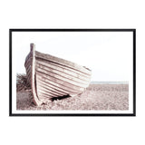 Boat On The Beach-The Paper Tree-beach,boat,boho,coast,coastal,hamptons,landscape,muted tone,NEUTRAL,premium art print,sand,shore,timber boat,wall art,Wall_Art,Wall_Art_Prints,wood