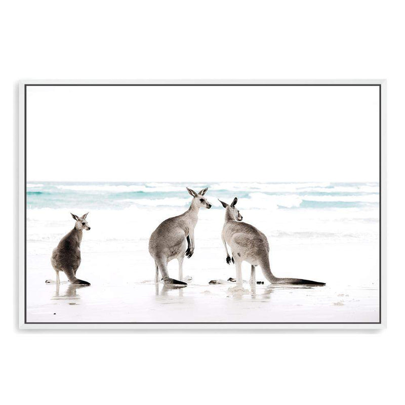 Kangaroos On The Beach-The Paper Tree-animals,Art_Prints,Artwork,australian,Australian animals,australian art,australian landscape,BEACH,boho,coastal,COASTAL ART,Designer,hamptons,kangaroo,kangaroo's,landscape,nature,neutral,premium art print,travel,wall art,Wall_Art,Wall_Art_Prints,white