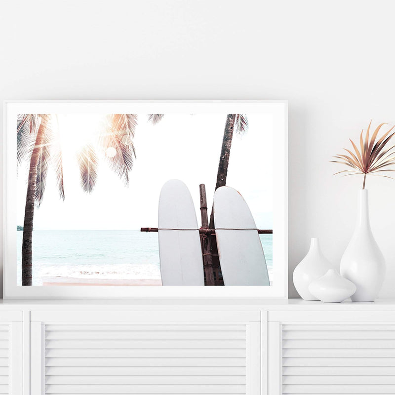 Surfers Sunset-The Paper Tree-beach,boho,coast,coastal,hamptons,landscape,neutral,premium art print,sand,shore,surf,surf board,surfer,wall art,Wall_Art,Wall_Art_Prints,wood