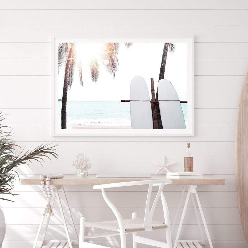 Surfers Sunset-The Paper Tree-beach,boho,coast,coastal,hamptons,landscape,neutral,premium art print,sand,shore,surf,surf board,surfer,wall art,Wall_Art,Wall_Art_Prints,wood