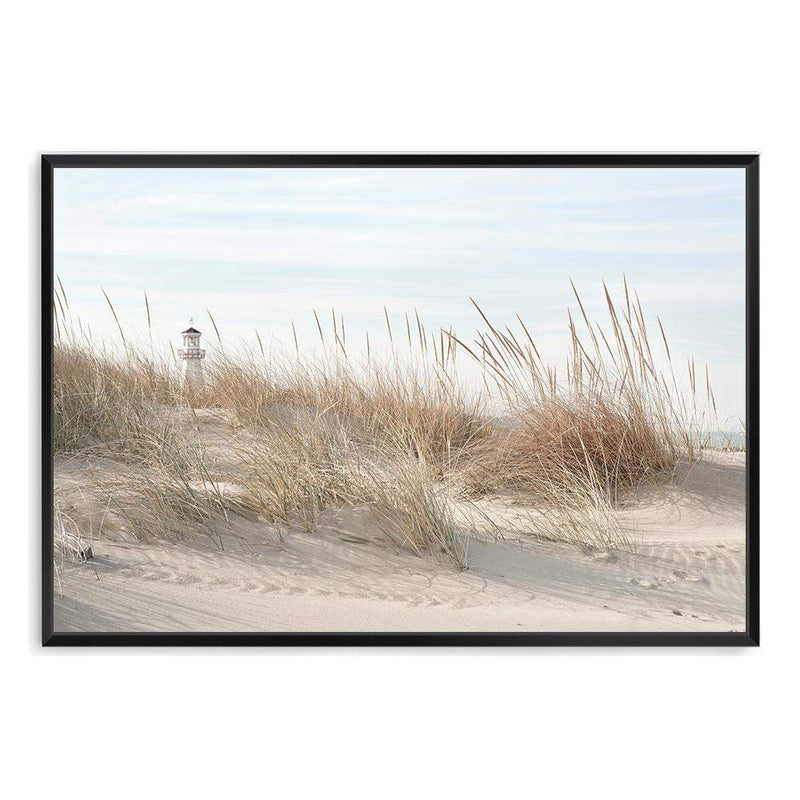 The Lighthouse-The Paper Tree-beach,boho,coastal,coastal grass,coastal reeds,grass,hamptons,landscape,lighthouse,neutral,premium art print,reeds,shore,tall grass,wall art,Wall_Art,Wall_Art_Prints