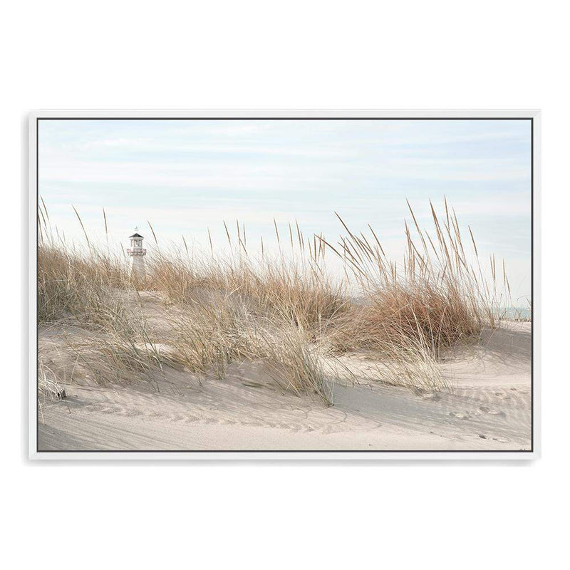 The Lighthouse-The Paper Tree-beach,boho,coastal,coastal grass,coastal reeds,grass,hamptons,landscape,lighthouse,neutral,premium art print,reeds,shore,tall grass,wall art,Wall_Art,Wall_Art_Prints