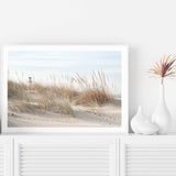 The Lighthouse-The Paper Tree-beach,boho,coastal,coastal grass,coastal reeds,grass,hamptons,landscape,lighthouse,neutral,premium art print,reeds,shore,tall grass,wall art,Wall_Art,Wall_Art_Prints