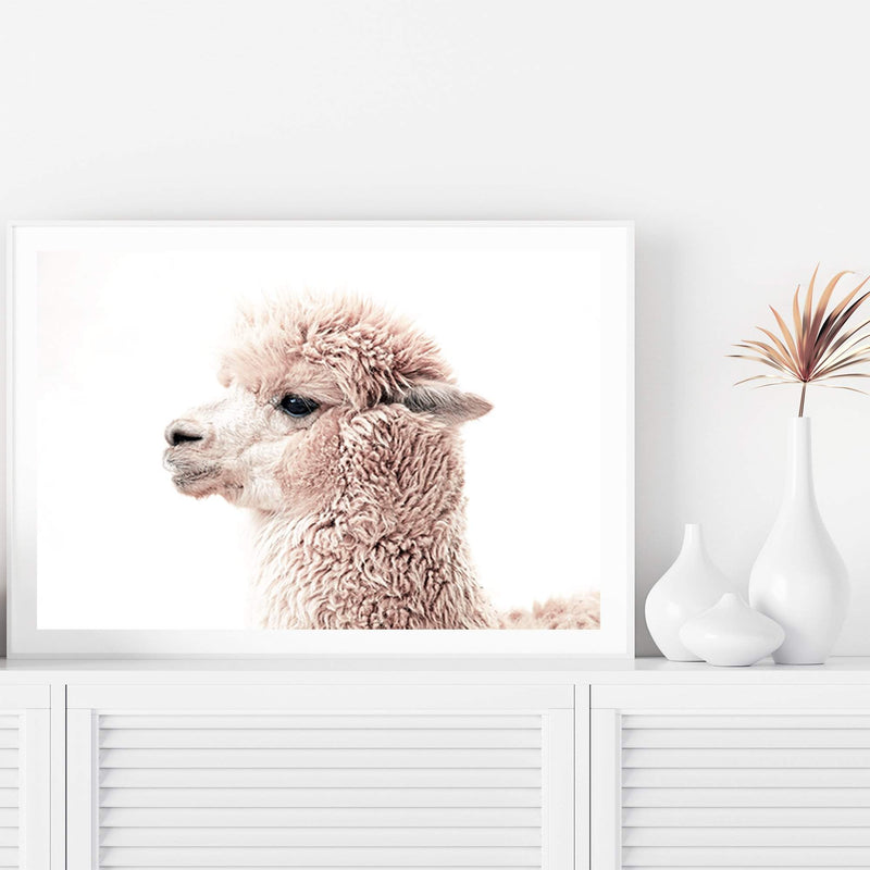 Cream Llama-The Paper Tree-animal,beige,boho,cream,landscape,llama,neutral,premium art print,wall art,Wall_Art,Wall_Art_Prints