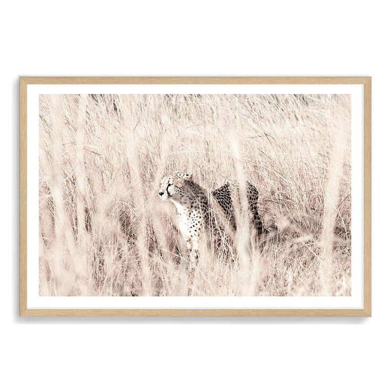 Cheetah In The Grass-The Paper Tree-africa,african,animal,boho,cat,cheetah,grass,landscape,nature,neutral,premium art print,tall grass,wall art,Wall_Art,Wall_Art_Prints