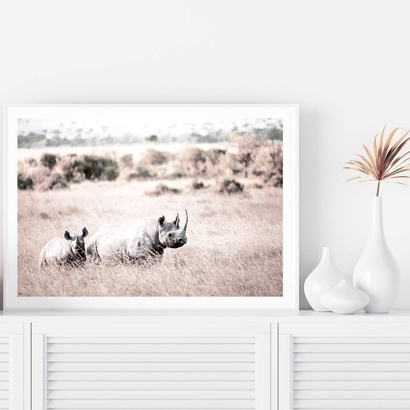 Rhinos-The Paper Tree-Africa,African,Animal,Animals,boho,nature,neutral,premium art print,rhino,wall art,Wall_Art,Wall_Art_Prints