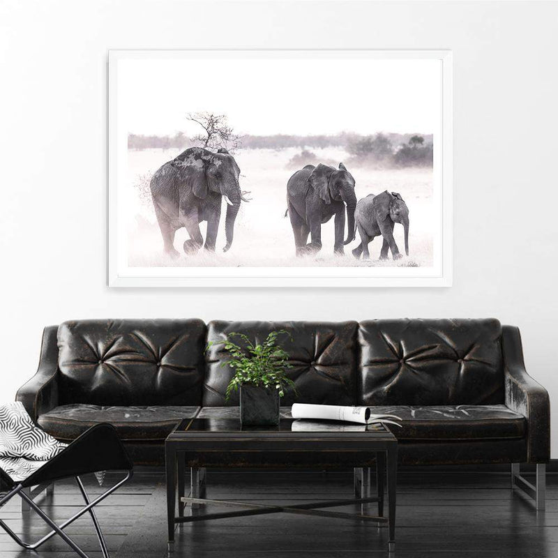 Elephants-The Paper Tree-africa,african,animal,boho,elephant,elephants,herd,landscape,nature,neutral,premium art print,wall art,Wall_Art,Wall_Art_Prints