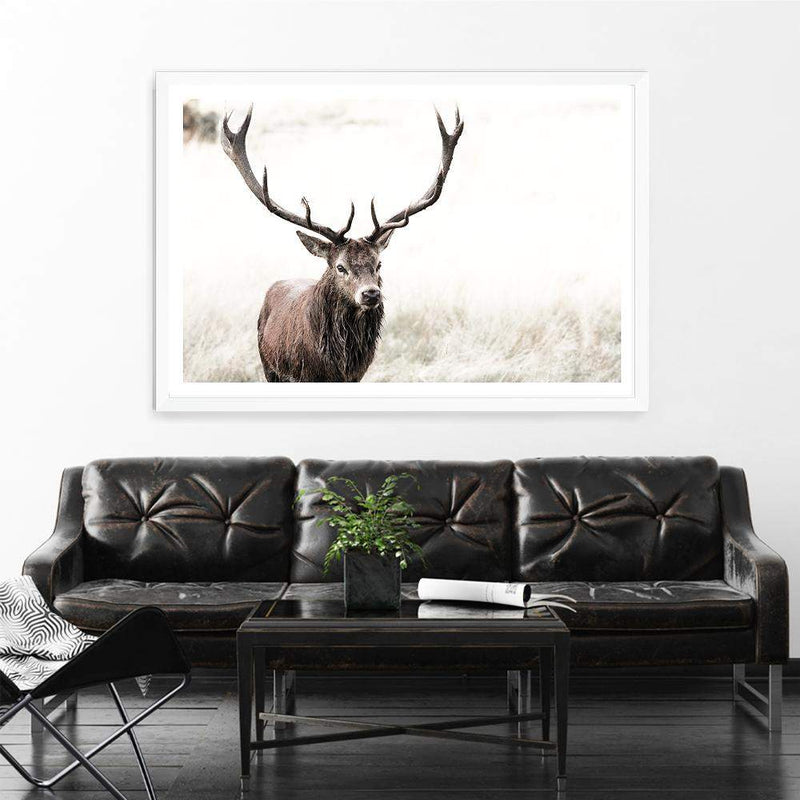 The Stag-The Paper Tree-animal,boho,deer,landscape,nature,neutral,premium art print,stag,wall art,Wall_Art,Wall_Art_Prints