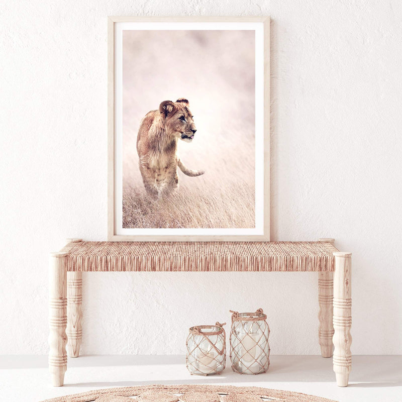 Lion On The Prowl II-The Paper Tree-africa,african,animal,boho,leo,lion,nature,neutral,portrait,premium art print,TAN,wall art,Wall_Art,Wall_Art_Prints