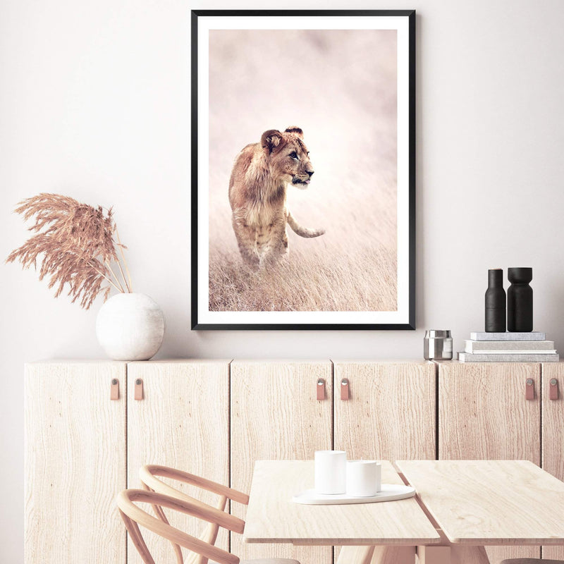 Lion On The Prowl II-The Paper Tree-africa,african,animal,boho,leo,lion,nature,neutral,portrait,premium art print,TAN,wall art,Wall_Art,Wall_Art_Prints