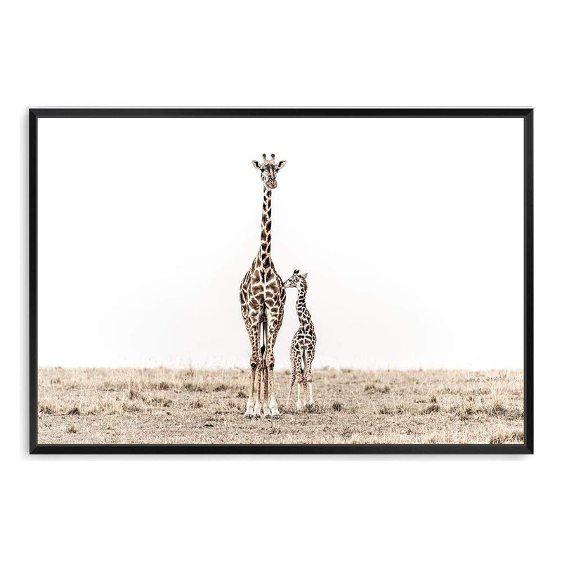 Giraffe Mother & Calf-The Paper Tree-africa,african,animal,baby,boho,calf,giraffe,giraffes,landscape,maternal,mother,nature,neutral,premium art print,wall art,Wall_Art,Wall_Art_Prints