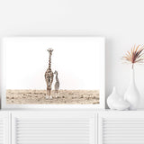 Giraffe Mother & Calf-The Paper Tree-africa,african,animal,baby,boho,calf,giraffe,giraffes,landscape,maternal,mother,nature,neutral,premium art print,wall art,Wall_Art,Wall_Art_Prints