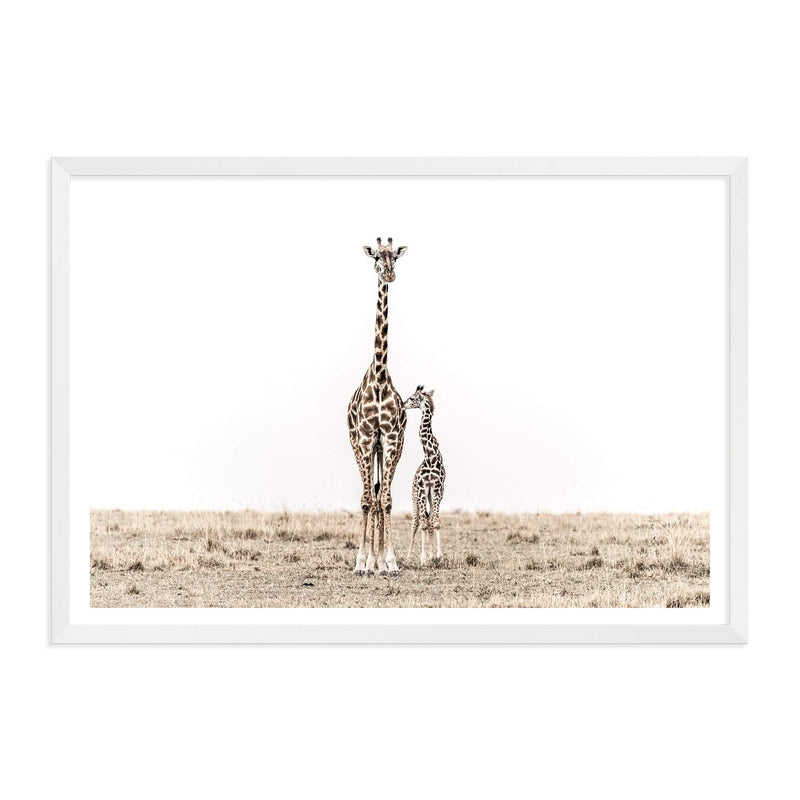 Giraffe Mother & Calf-The Paper Tree-africa,african,animal,baby,boho,calf,giraffe,giraffes,landscape,maternal,mother,nature,neutral,premium art print,wall art,Wall_Art,Wall_Art_Prints