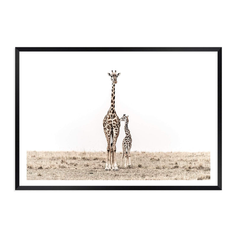 Giraffe Mother & Calf-The Paper Tree-africa,african,animal,baby,boho,calf,giraffe,giraffes,landscape,maternal,mother,nature,neutral,premium art print,wall art,Wall_Art,Wall_Art_Prints