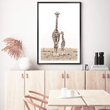 Giraffe Mother & Calf-The Paper Tree-africa,african,animal,boho,giraffe,maternal,nature,neutral,portrait,premium art print,wall art,Wall_Art,Wall_Art_Prints