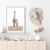 Giraffe Mother & Calf-The Paper Tree-africa,african,animal,boho,giraffe,maternal,nature,neutral,portrait,premium art print,wall art,Wall_Art,Wall_Art_Prints