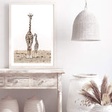 Giraffe Mother & Calf-The Paper Tree-africa,african,animal,boho,giraffe,maternal,nature,neutral,portrait,premium art print,wall art,Wall_Art,Wall_Art_Prints