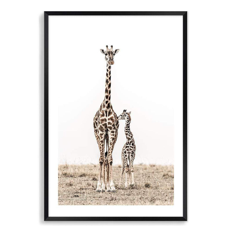 Giraffe Mother & Calf-The Paper Tree-africa,african,animal,boho,giraffe,maternal,nature,neutral,portrait,premium art print,wall art,Wall_Art,Wall_Art_Prints