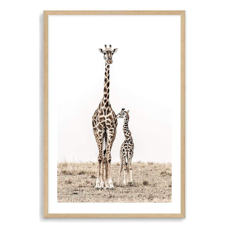 Giraffe Mother & Calf-The Paper Tree-africa,african,animal,boho,giraffe,maternal,nature,neutral,portrait,premium art print,wall art,Wall_Art,Wall_Art_Prints