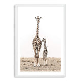 Giraffe Mother & Calf-The Paper Tree-africa,african,animal,boho,giraffe,maternal,nature,neutral,portrait,premium art print,wall art,Wall_Art,Wall_Art_Prints