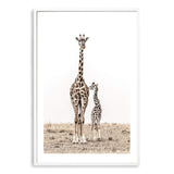 Giraffe Mother & Calf-The Paper Tree-africa,african,animal,boho,giraffe,maternal,nature,neutral,portrait,premium art print,wall art,Wall_Art,Wall_Art_Prints