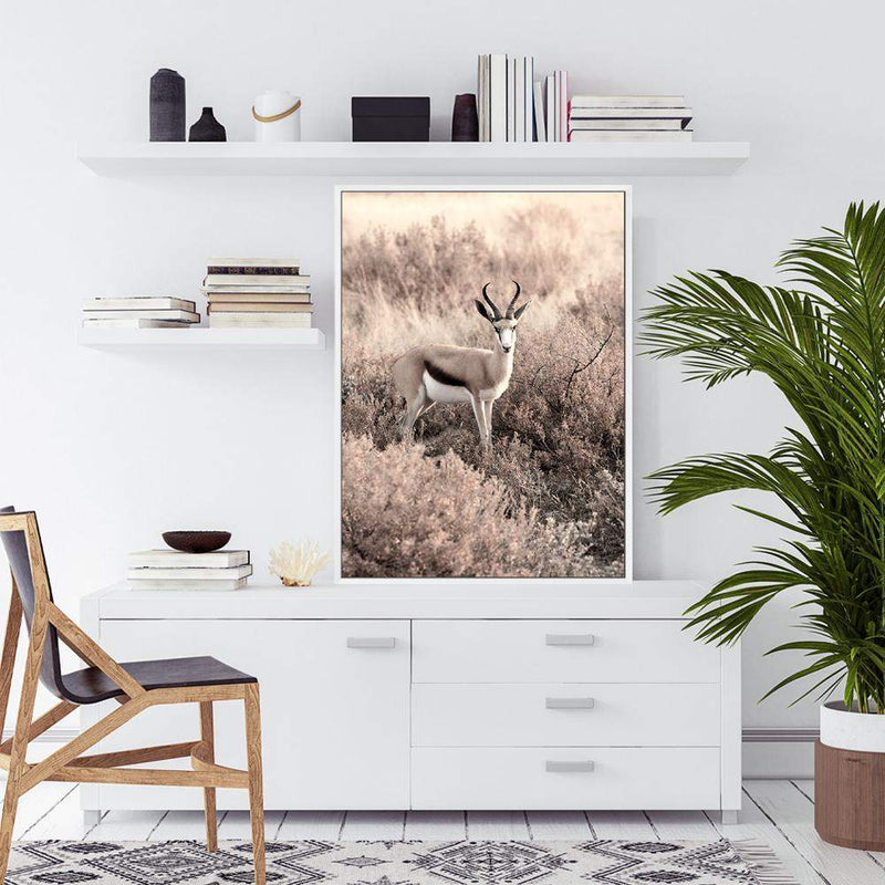 Grazing Springbok-The Paper Tree-africa,african,animal,antelope,nature,neutral,portrait,premium art print,springbok,TAN,wall art,Wall_Art,Wall_Art_Prints