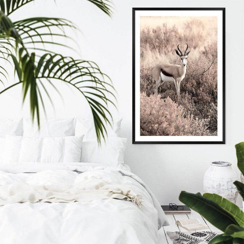 Grazing Springbok-The Paper Tree-africa,african,animal,antelope,nature,neutral,portrait,premium art print,springbok,TAN,wall art,Wall_Art,Wall_Art_Prints