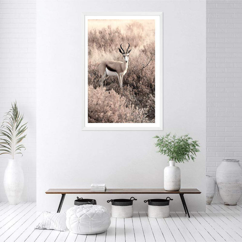 Grazing Springbok-The Paper Tree-africa,african,animal,antelope,nature,neutral,portrait,premium art print,springbok,TAN,wall art,Wall_Art,Wall_Art_Prints