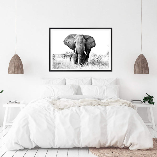 The Elephant-The Paper Tree-africa,african,animal,black,black & white,elephant,landscape,monochrome,nature,premium art print,wall art,Wall_Art,Wall_Art_Prints