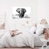 The Elephant-The Paper Tree-africa,african,animal,black,black & white,elephant,landscape,monochrome,nature,premium art print,wall art,Wall_Art,Wall_Art_Prints