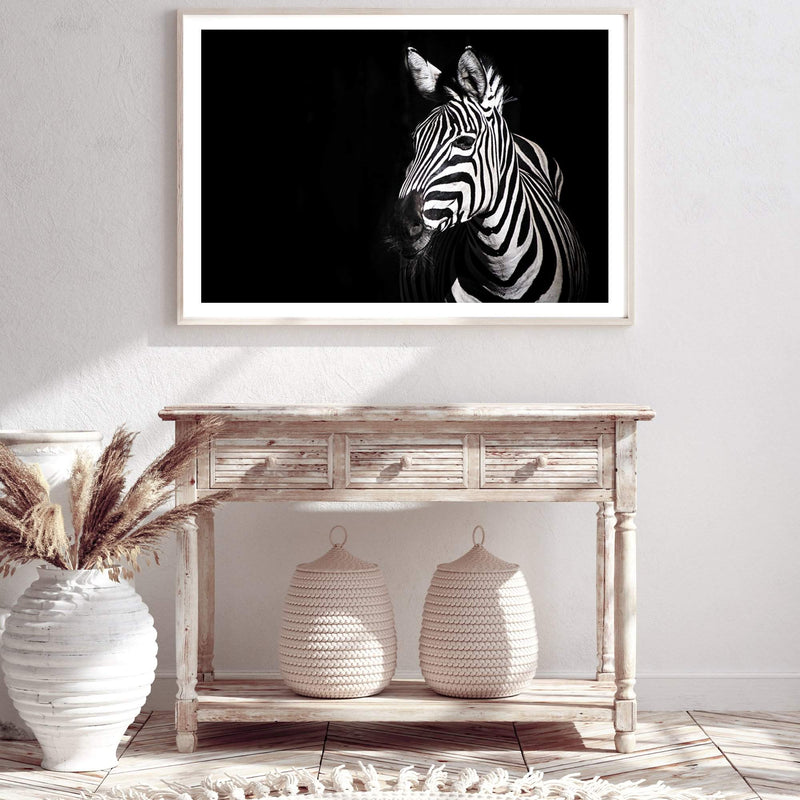 A Zebra's Stipes-The Paper Tree-africa,african,animal,black,black & white,black and white,horse,landscape,minimal,monochrome,premium art print,stripes,wall art,Wall_Art,Wall_Art_Prints,zebra