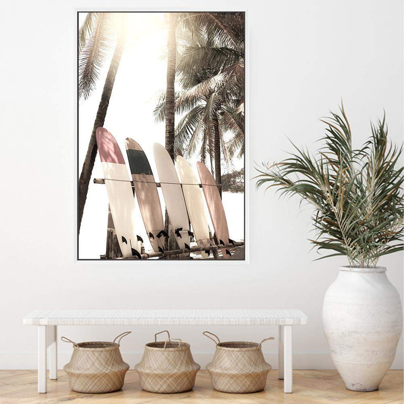 Surfers Sunset II-The Paper Tree-beach,boho,coast,coastal,hamptons,hawaii,neutral,portrait,premium art print,sunset,surf,surf board,surfer,wall art,Wall_Art,Wall_Art_Prints