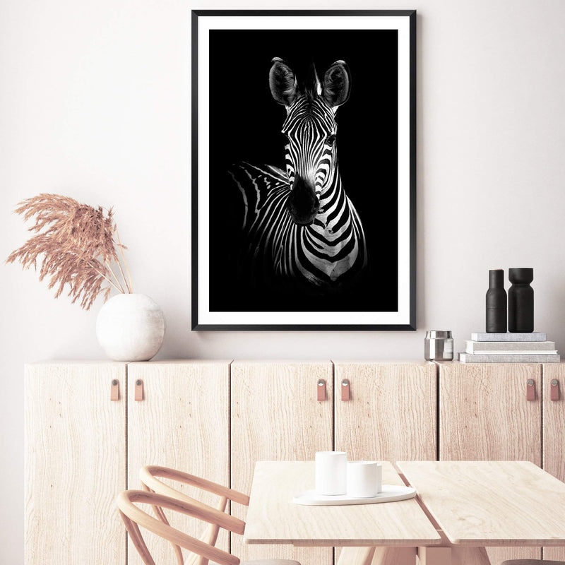 Zebra-The Paper Tree-africa,african,animal,black,black & white,horse,minimalist,monochrome,portrait,premium art print,scandi,wall art,Wall_Art,Wall_Art_Prints,zebra