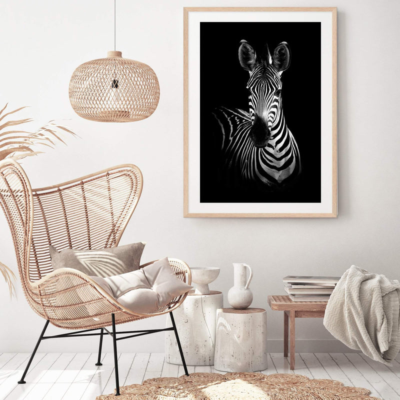 Zebra-The Paper Tree-africa,african,animal,black,black & white,horse,minimalist,monochrome,portrait,premium art print,scandi,wall art,Wall_Art,Wall_Art_Prints,zebra