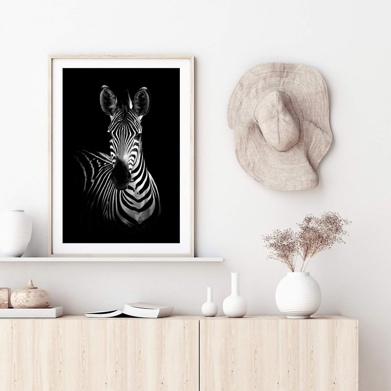 Zebra-The Paper Tree-africa,african,animal,black,black & white,horse,minimalist,monochrome,portrait,premium art print,scandi,wall art,Wall_Art,Wall_Art_Prints,zebra