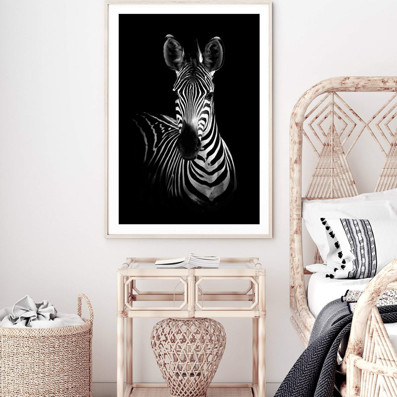 Zebra-The Paper Tree-africa,african,animal,black,black & white,horse,minimalist,monochrome,portrait,premium art print,scandi,wall art,Wall_Art,Wall_Art_Prints,zebra