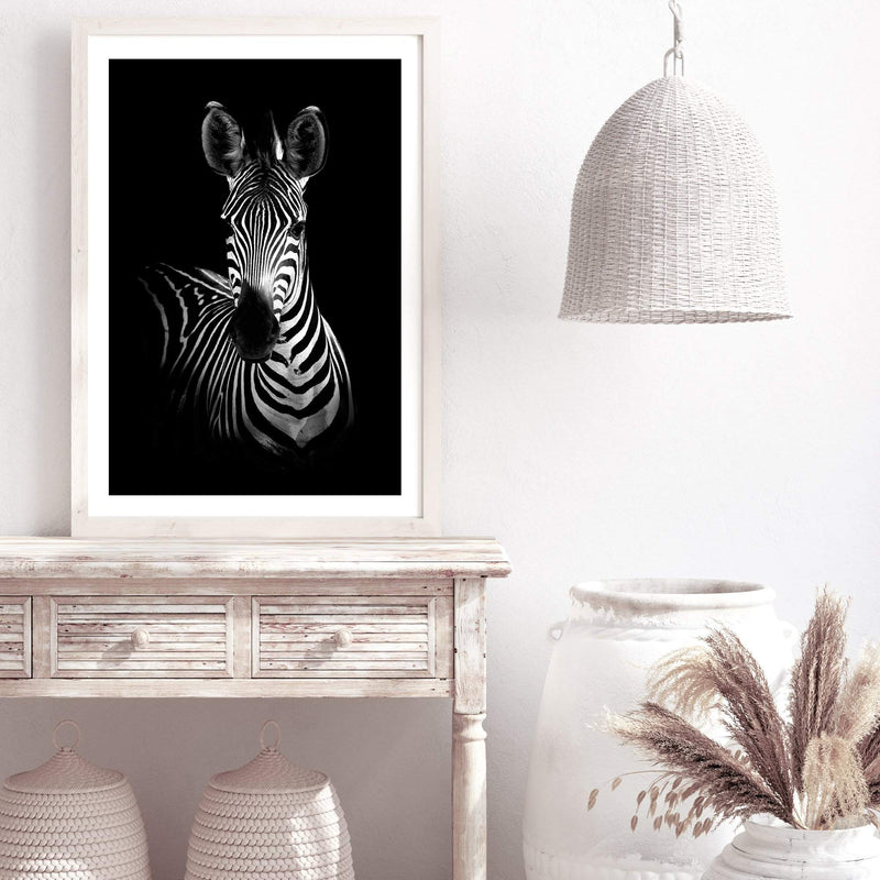 Zebra-The Paper Tree-africa,african,animal,black,black & white,horse,minimalist,monochrome,portrait,premium art print,scandi,wall art,Wall_Art,Wall_Art_Prints,zebra